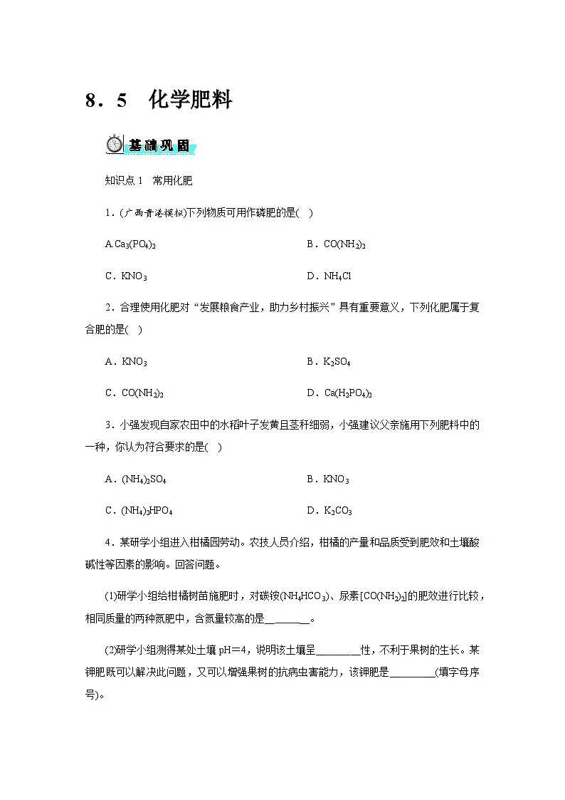 8．5　化学肥料 - 学生版第1页