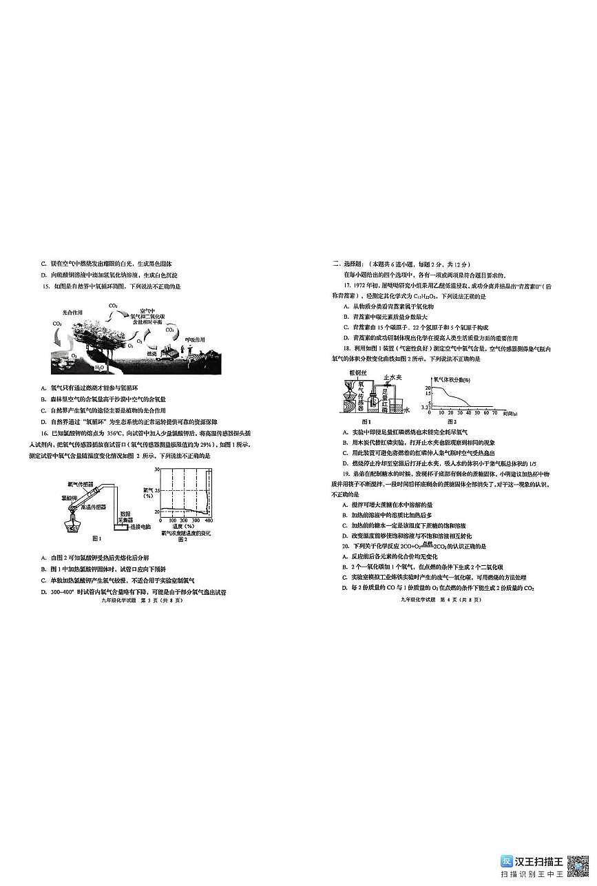 山东省 青岛市城阳区2024-2025学年九年级上学期期中考试化学试卷第2页
