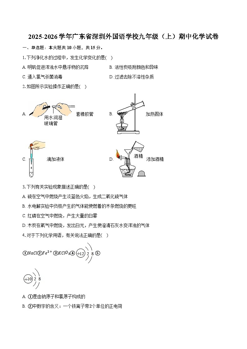 2025-2026学年广东省深圳外国语学校九年级（上）期中化学试卷（含答案）第1页