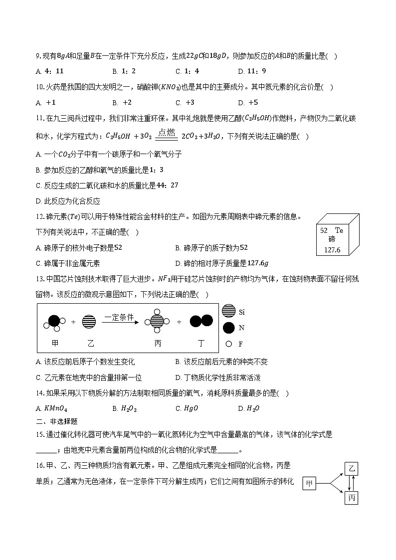 2025-2026学年河南省平顶山市鲁山县九年级（上）期中化学试卷（含答案）第2页