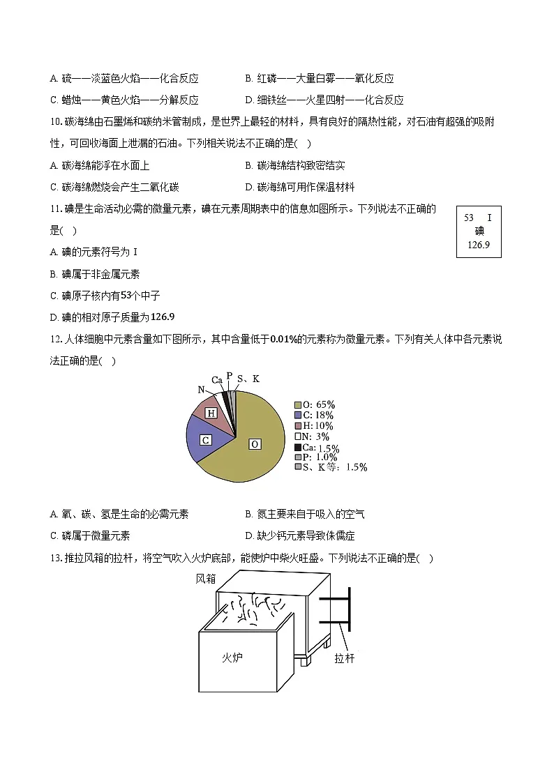 2025-2026学年江苏省苏州市工业园区校联考九年级（上）期中化学试卷（含答案）第2页