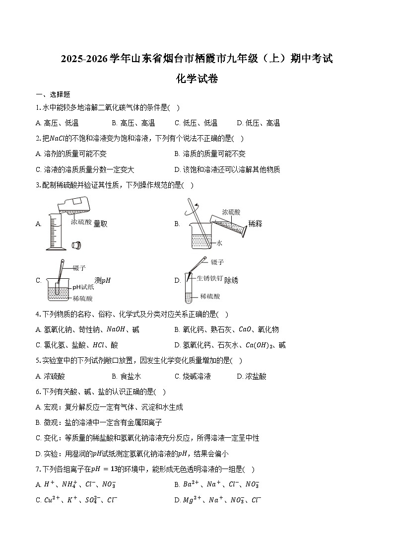 2025-2026学年山东省烟台市栖霞市九年级（上）期中化学试卷（五四学制）（含答案）第1页