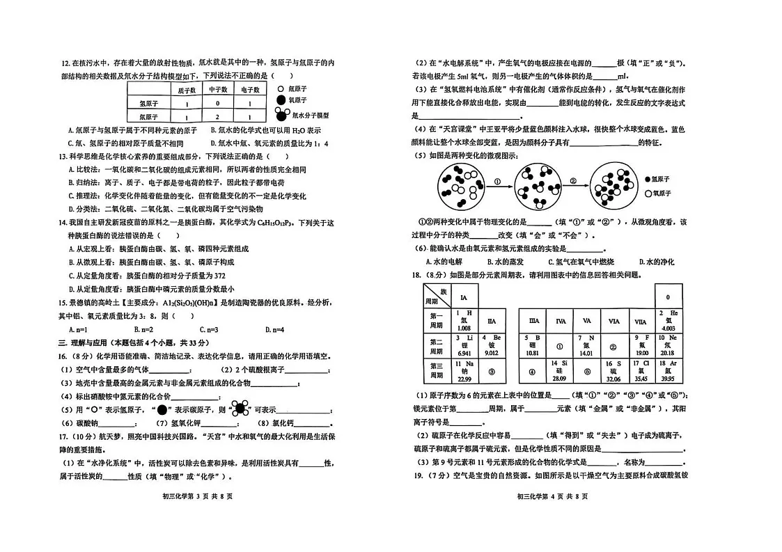 山东省烟台栖霞市（五四制）2024-2025学年八年级上学期期末考试化学试题第2页