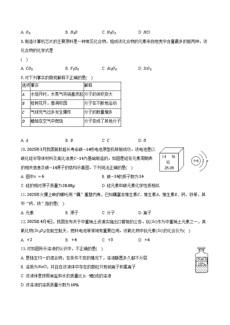 2025-2026学年广西贵港市港北区九年级（上）期中化学试卷（含答案）第2页
