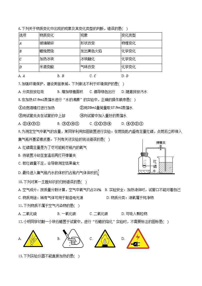 2025-2026学年山东省潍坊市诸城市八年级（上）期中化学试卷（含答案）第2页