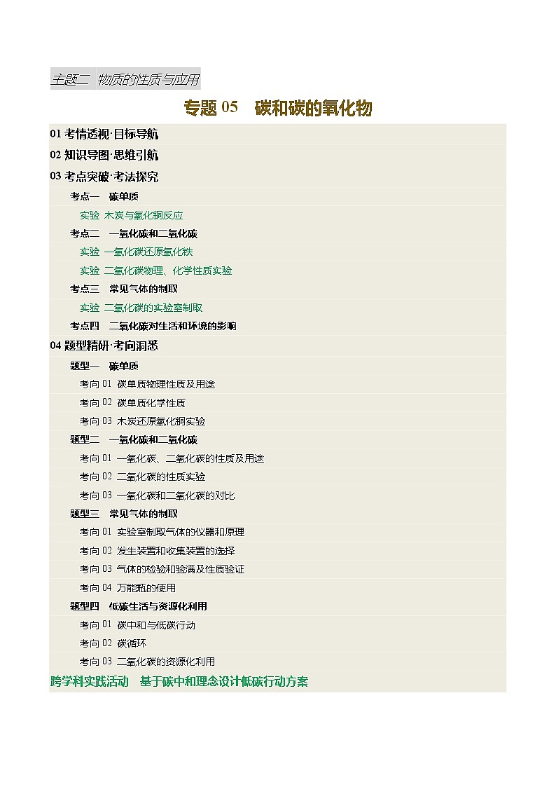 专题05 碳和碳的氧化物（讲义）（解析版）第1页