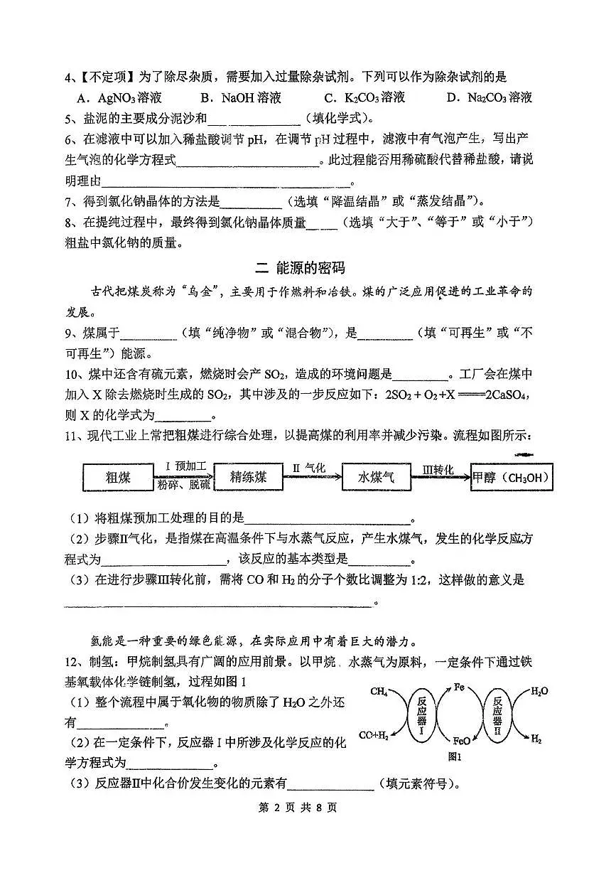 上海市民办南模中学2025-2026学年九年级上学期12月月考化学试卷（月考）第2页