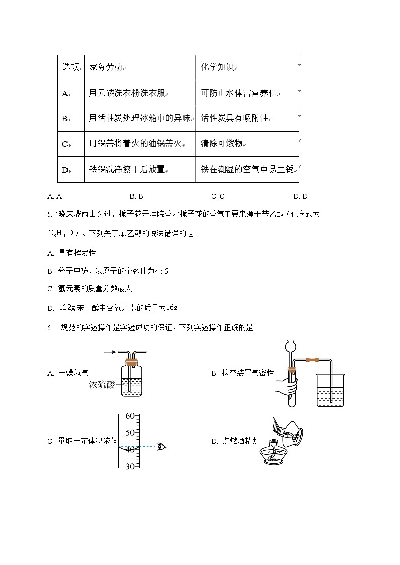 安徽省合肥市2025届九年级下册中考模拟（二）化学试题-附答案第2页