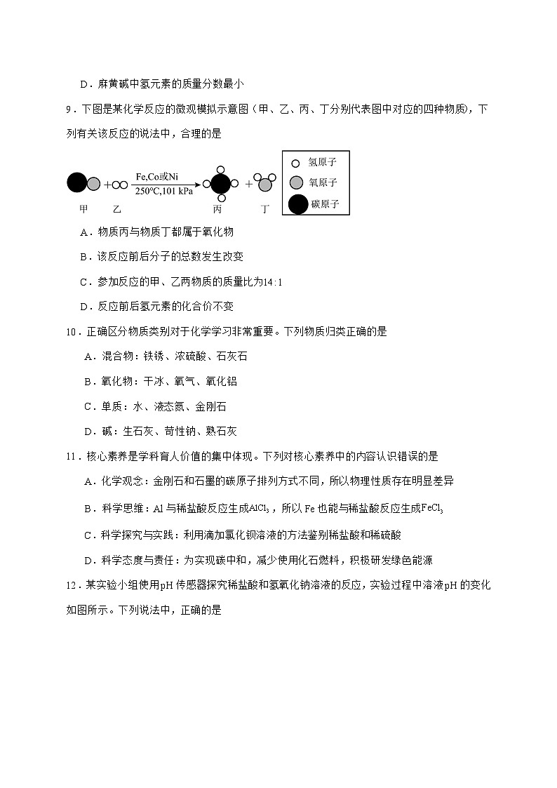 山东省聊城市东昌四校联考2025届九年级上册12月月考化学试题-附答案第3页