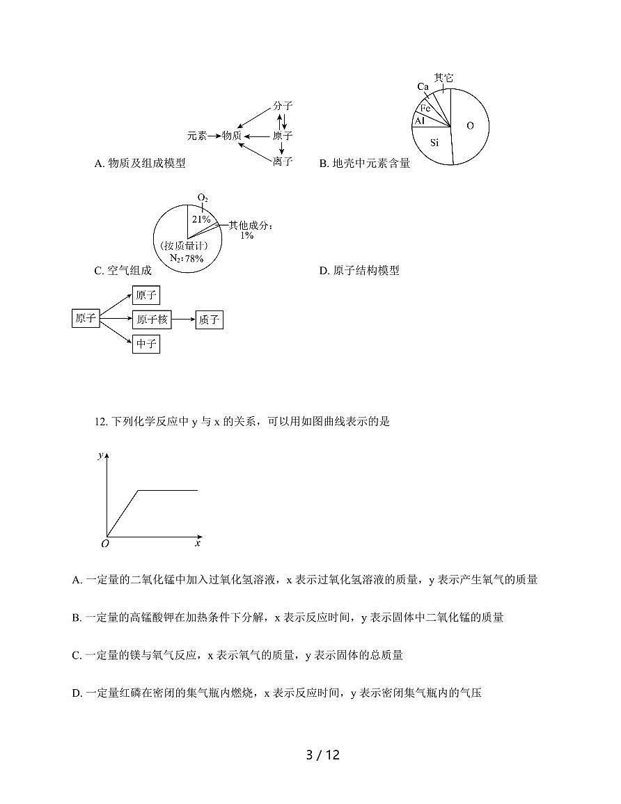 安徽省阜阳市育才中学2025~2026学年九年级上学期期中测试化学试卷（含答案）第3页