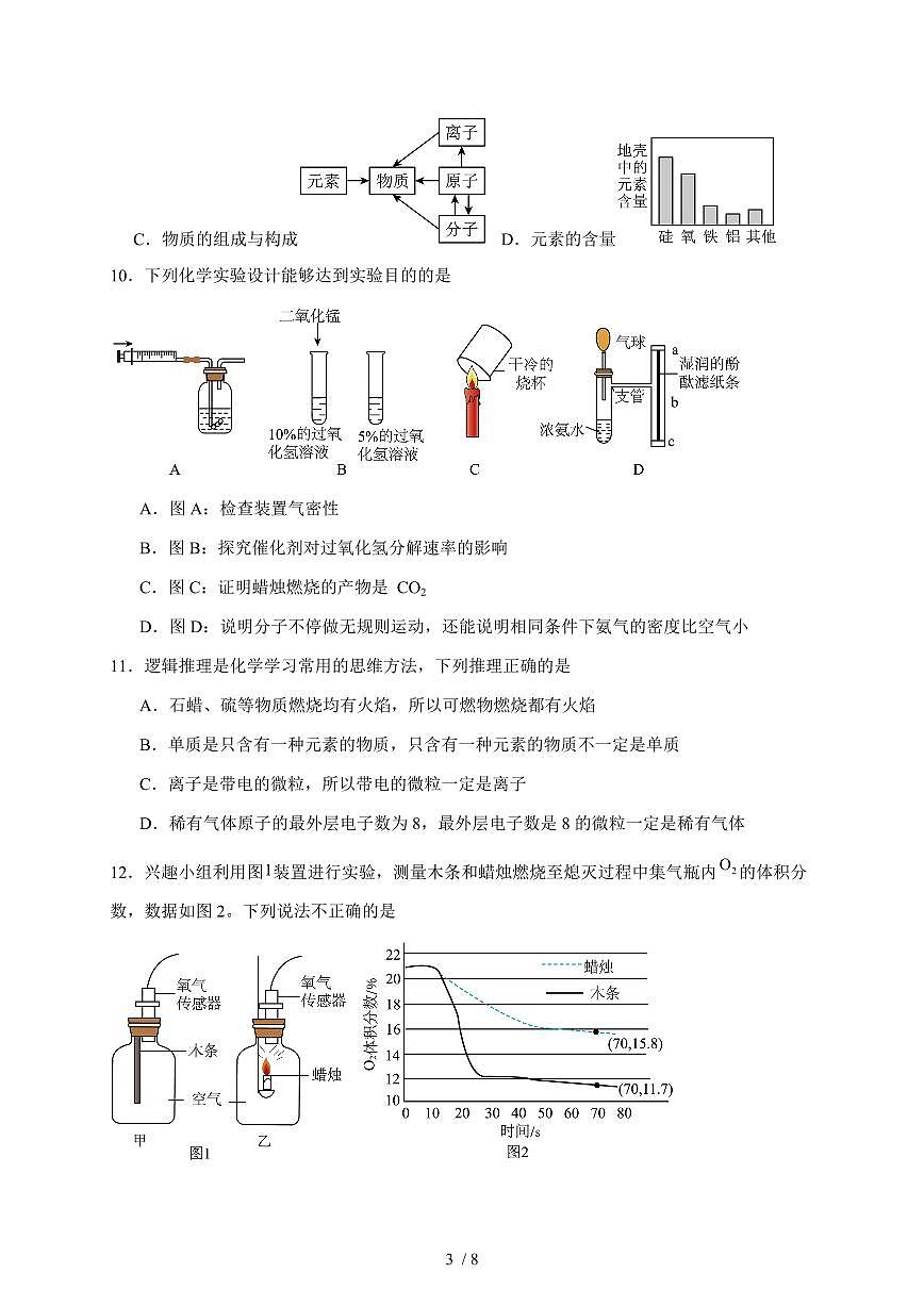 安徽省合肥市西苑中学2025~2026学年九年级上学期期中模拟化学试卷（含答案）第3页