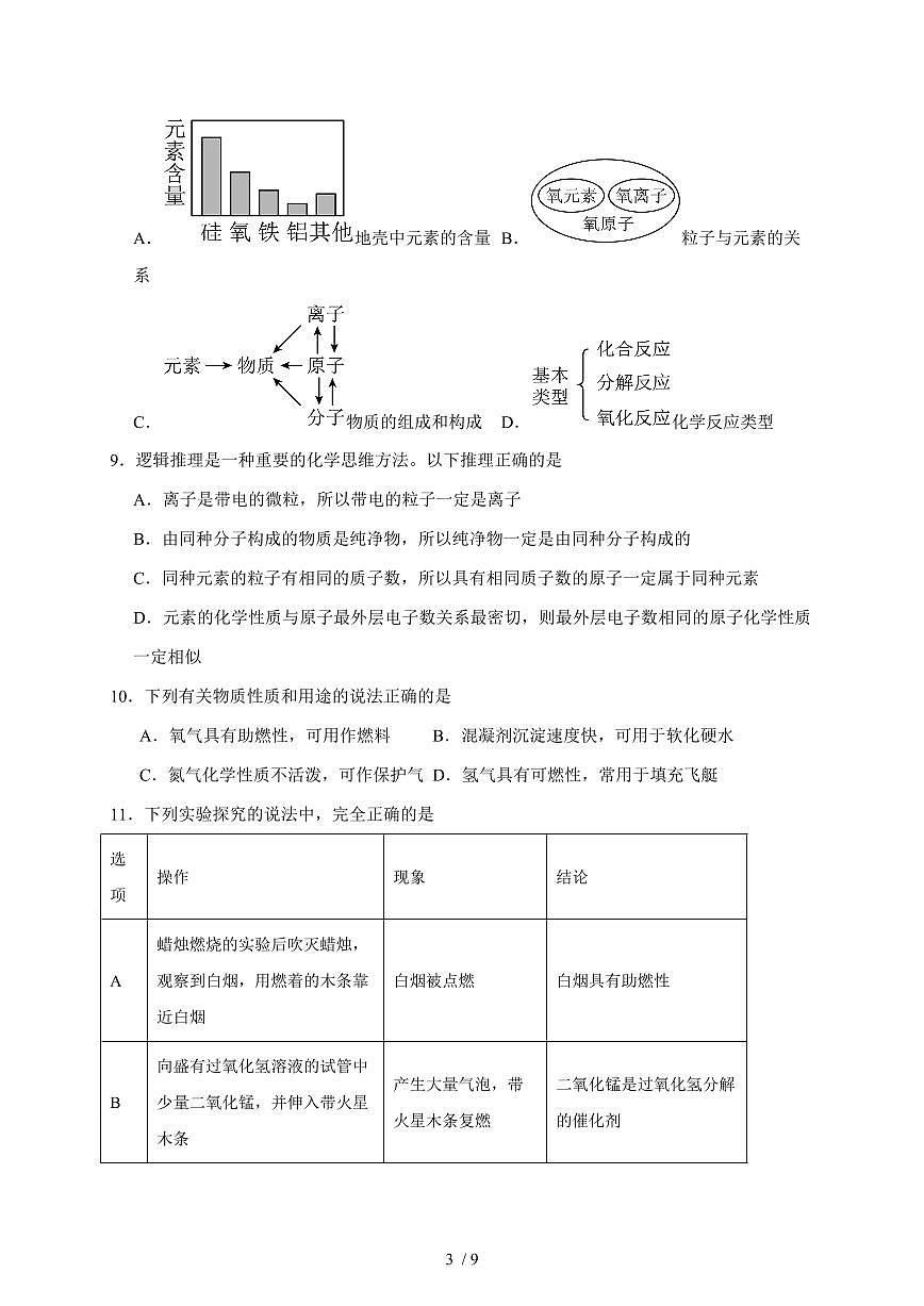 安徽省合肥市颐和中学2025~2026学年九年级上学期期中模拟化学试卷（含答案）第3页
