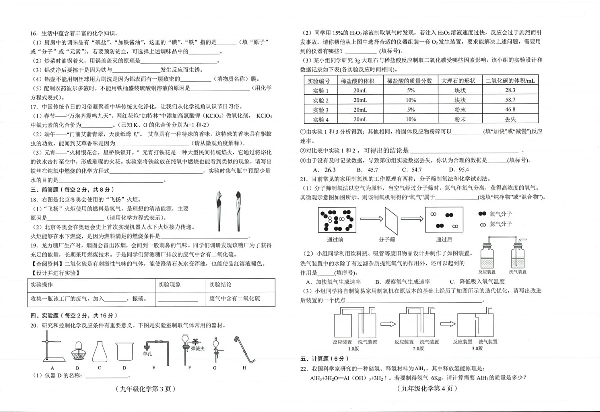海南省临高县2024-2025学年九年级上学期期末考试化学试题第2页