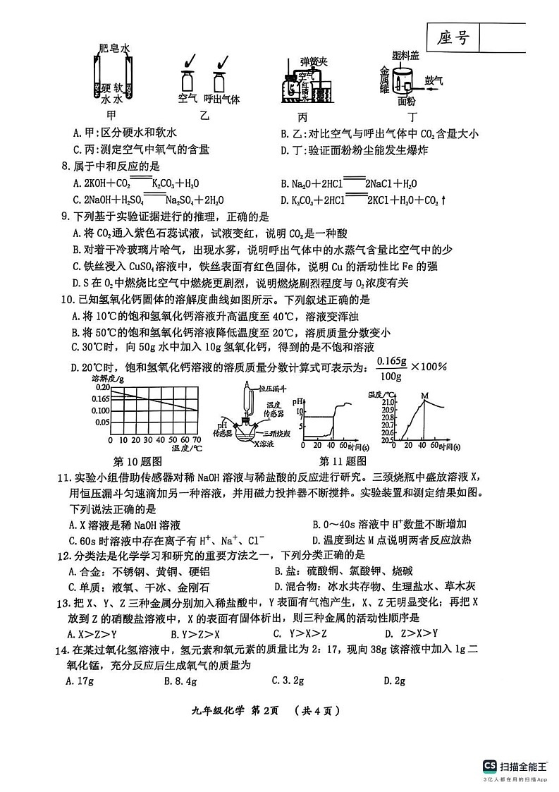 河南省漯河市郾城区2024-2025学年九年级上学期1月期末考试化学试题第2页