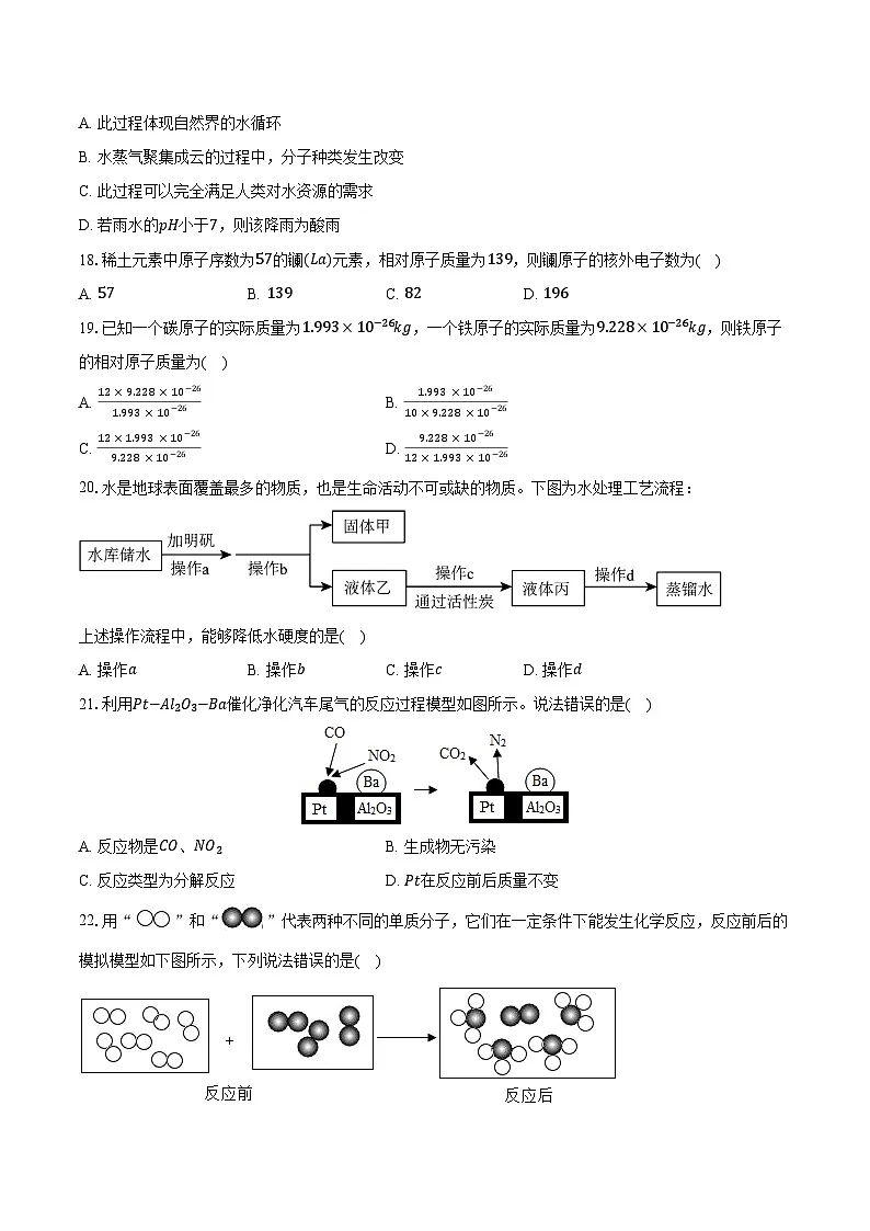 2024-2025学年上海市静安区市西中学八年级（下）期中化学试卷（含答案）第3页