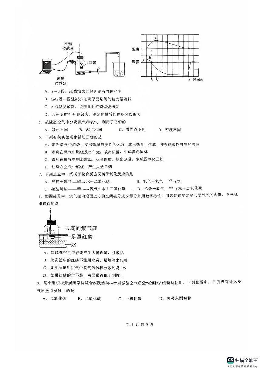 河北省张家口未来学校2025-2026学年八年级上学期12月月考化学试题第2页