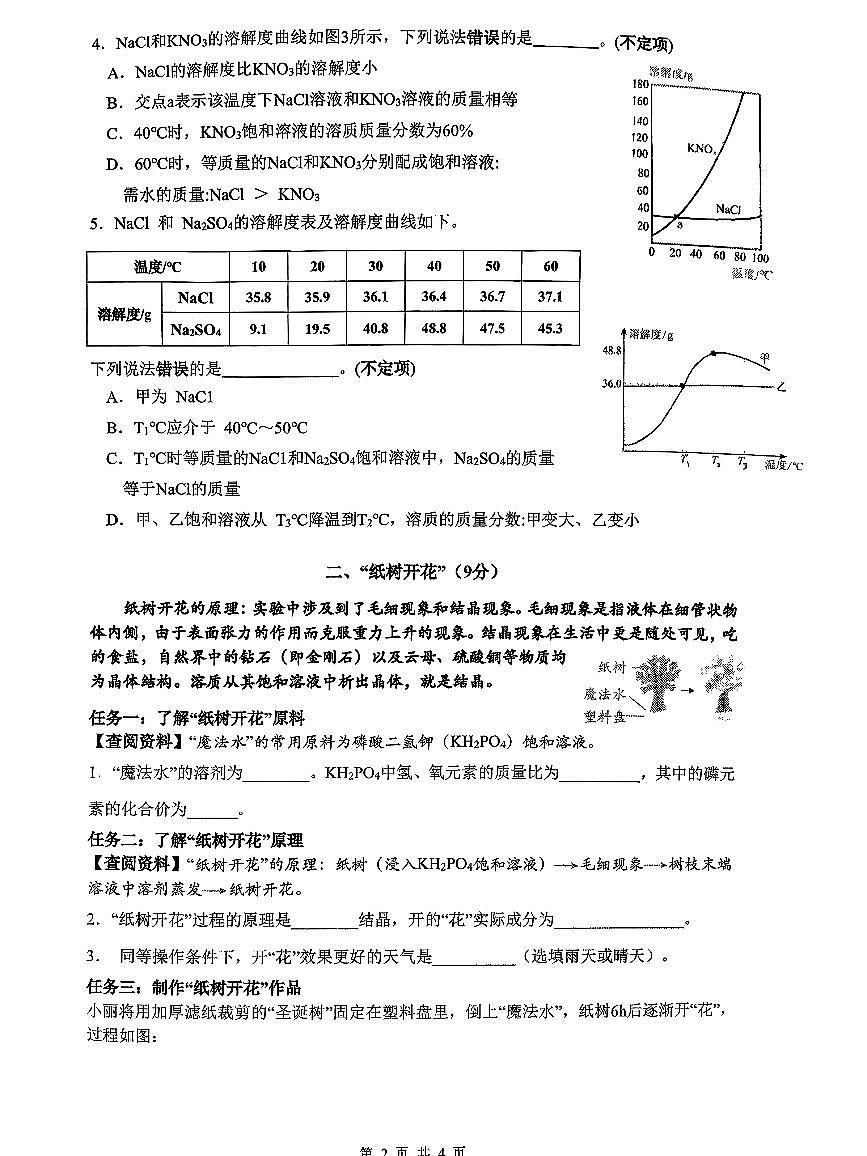 上海市进才实验中学2025-2026学年九年级上学期12月月考化学试卷（含答案+解析）第2页