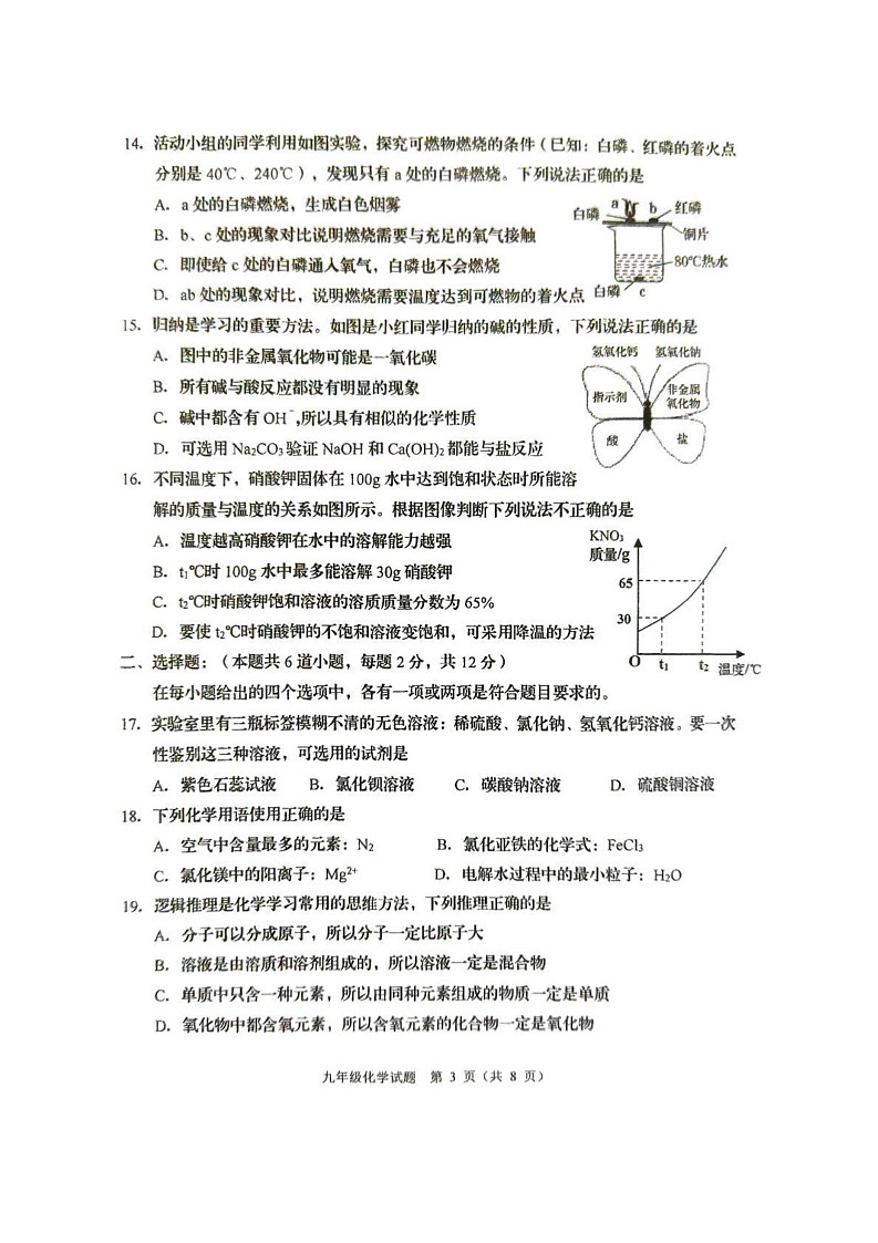 山东省青岛市城阳区2024-2025学年九年级上学期期末考试化学试卷第3页