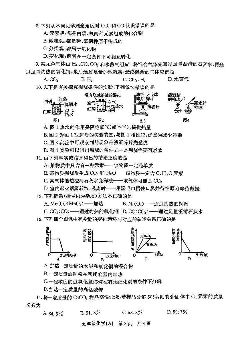 河南安阳市林州市2025-2026学年九年级上学期第三月考化学试卷第2页