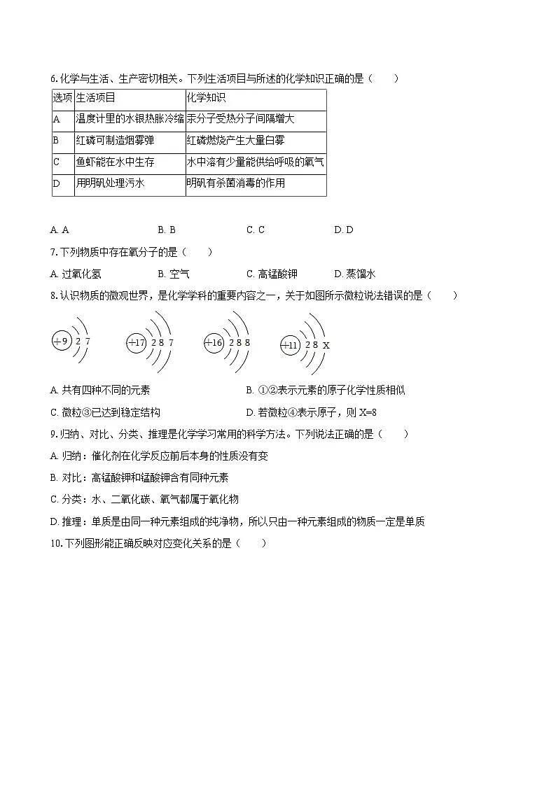 2025-2026学年江西省景德镇市九年级（上）期中化学试卷-自定义类型第2页