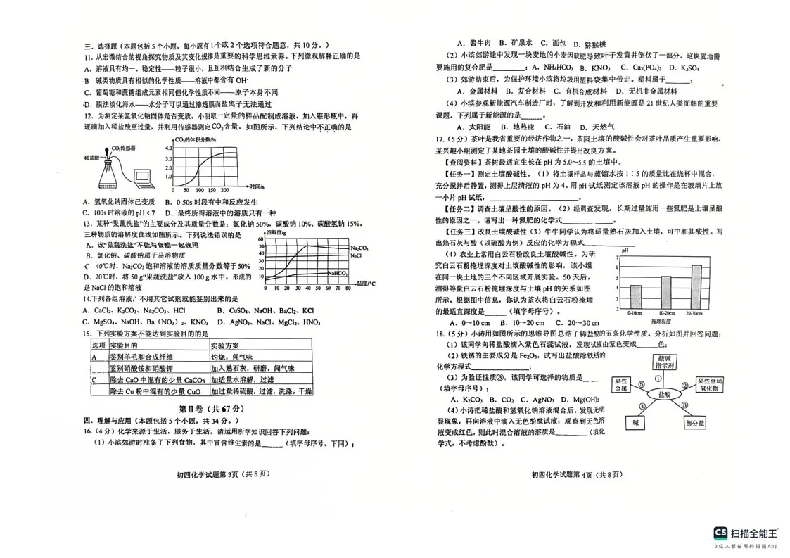 山东省烟台莱阳市2024-2025学年九年级（五四制）上学期期末考试化学试题第2页