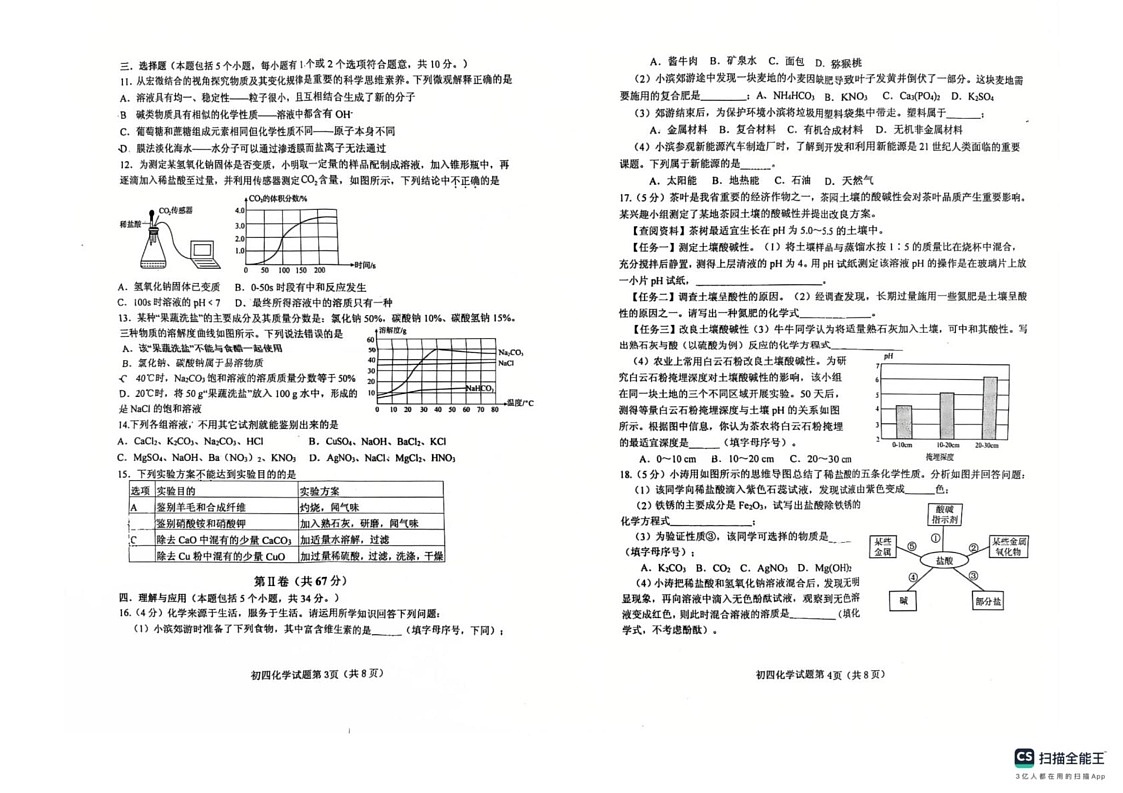 山东省烟台莱阳市2024-2025学年九年级（五四制）上学期期末考试化学试题第2页