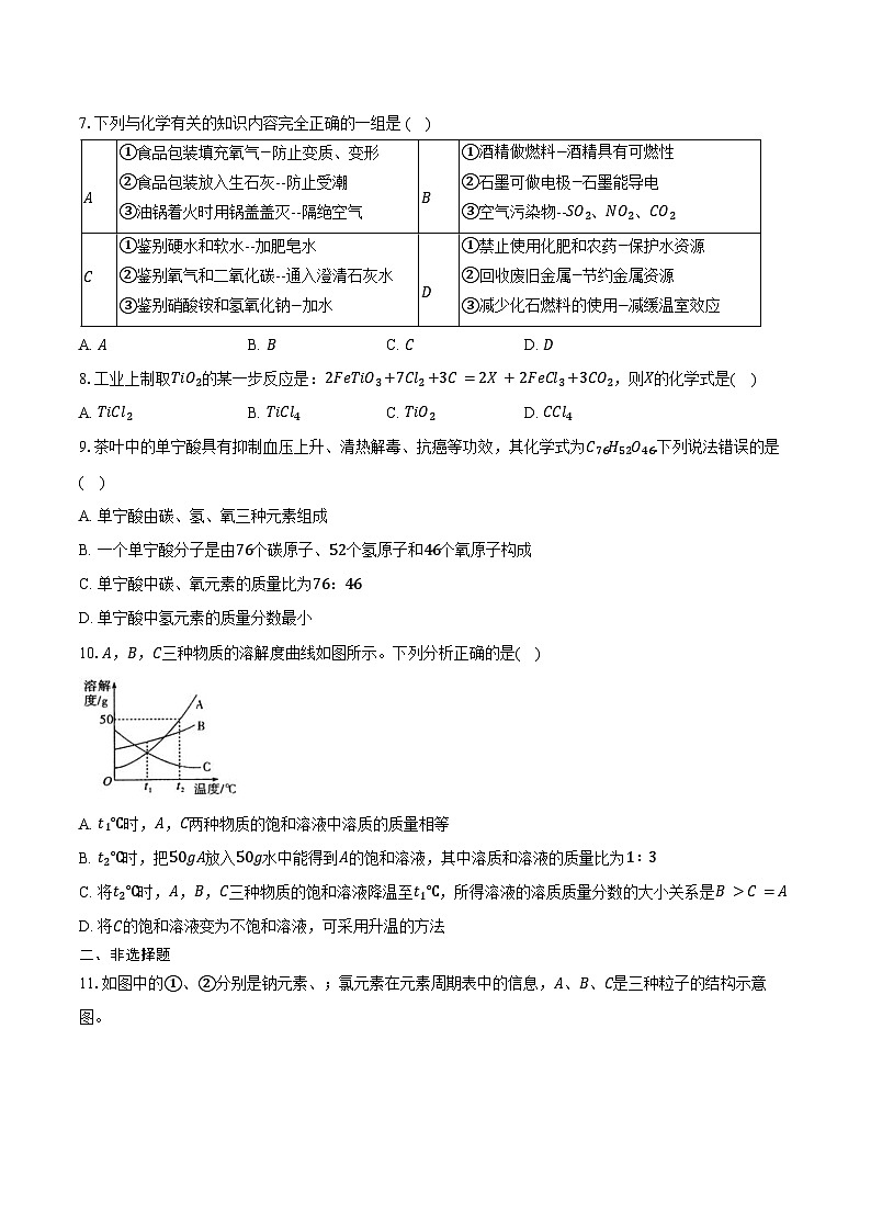 2024-2025学年江苏省南通市海门市某中学九年级（上）期末化学试卷（含答案）第2页