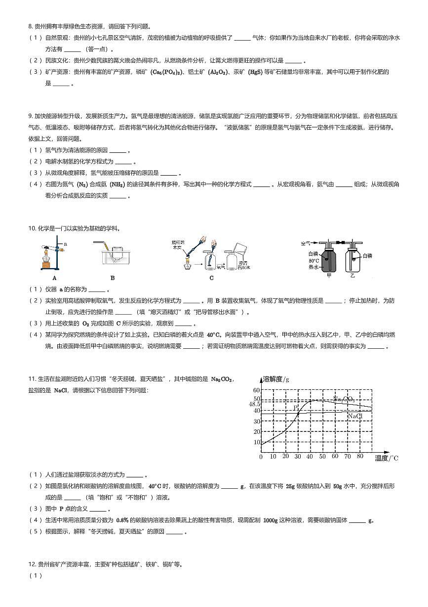 2024~2025学年贵州贵阳乌当区贵阳市新世界学校初三下学期月考化学试卷（一）（有答案解析）第2页