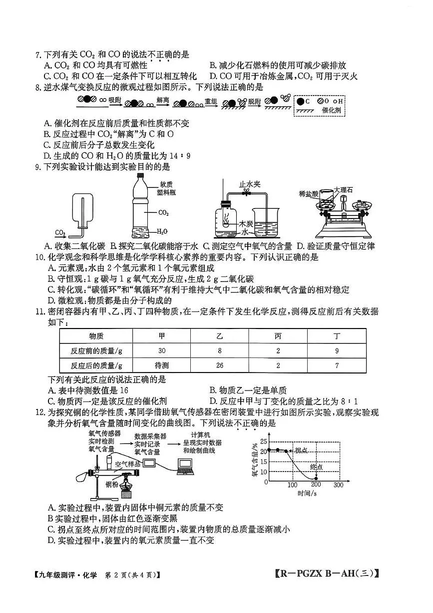 安徽省合肥市部分学校联考2025-2026学年九年级上学期12月月考化学试卷第2页