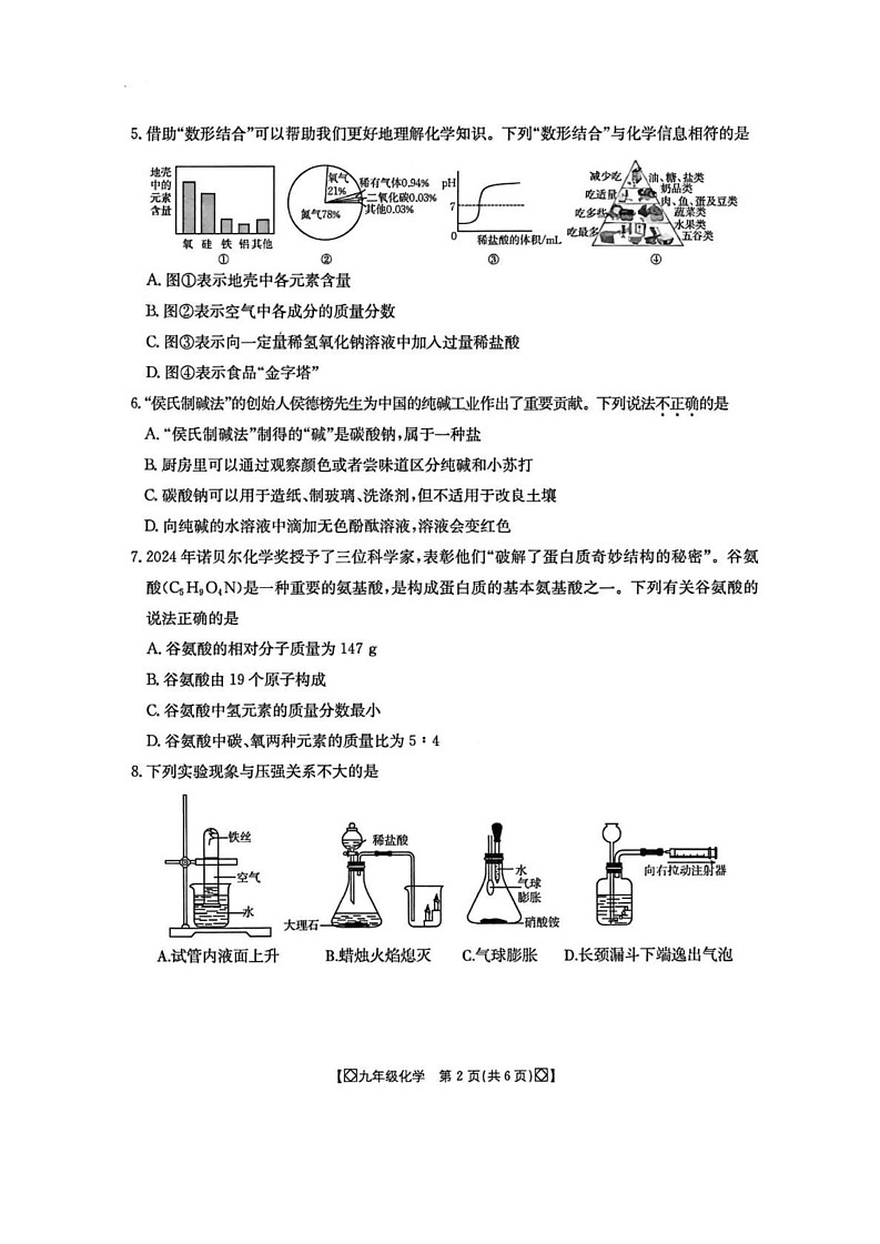 陕西省西安理工大学附属中学2024-2025学年九年级上学期期末考试化学试卷第2页