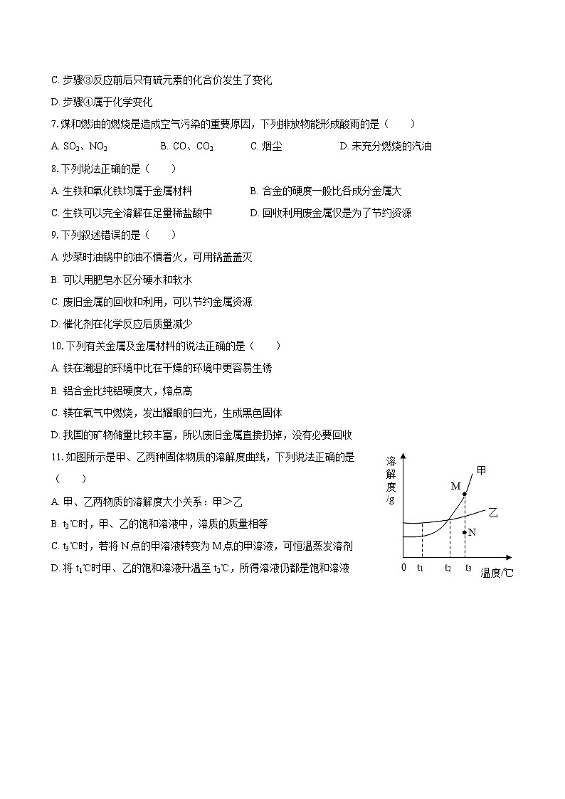 2025-2026学年山东省烟台市芝罘区九年级（上）月考化学试卷（12月份）（五四学制）-自定义类型第2页