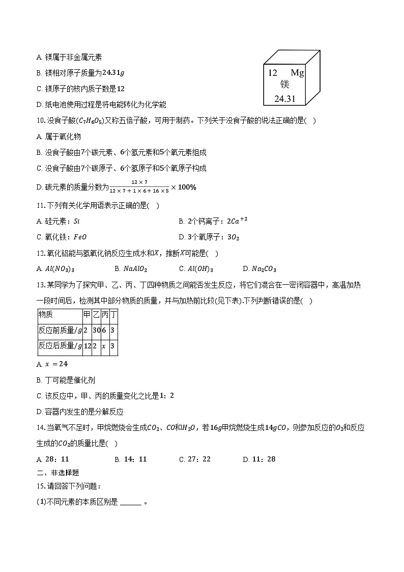 2025-2026学年河南省新乡市育才中学九年级（上）月考化学试卷（12月份）（含答案）第2页