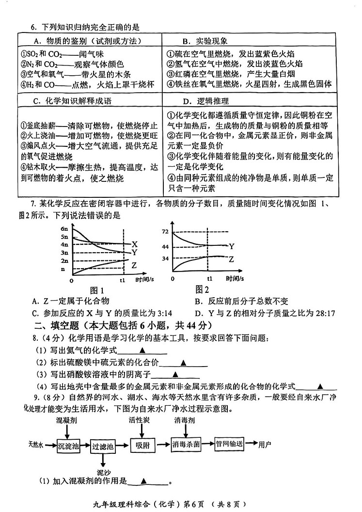 四川省资阳市安岳县中学2024-2025学年九年级上学期期末考试化学试题第2页