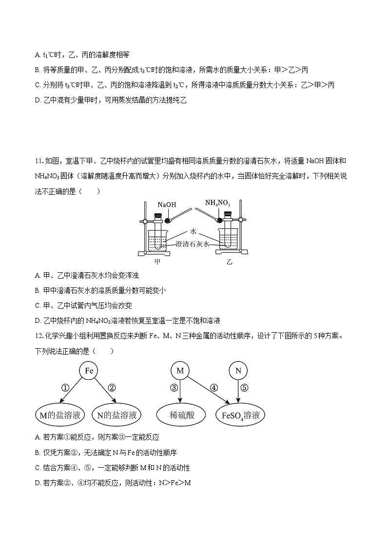2025-2026学年黑龙江省大庆一中九年级（上）第一次月考化学试卷-自定义类型第3页