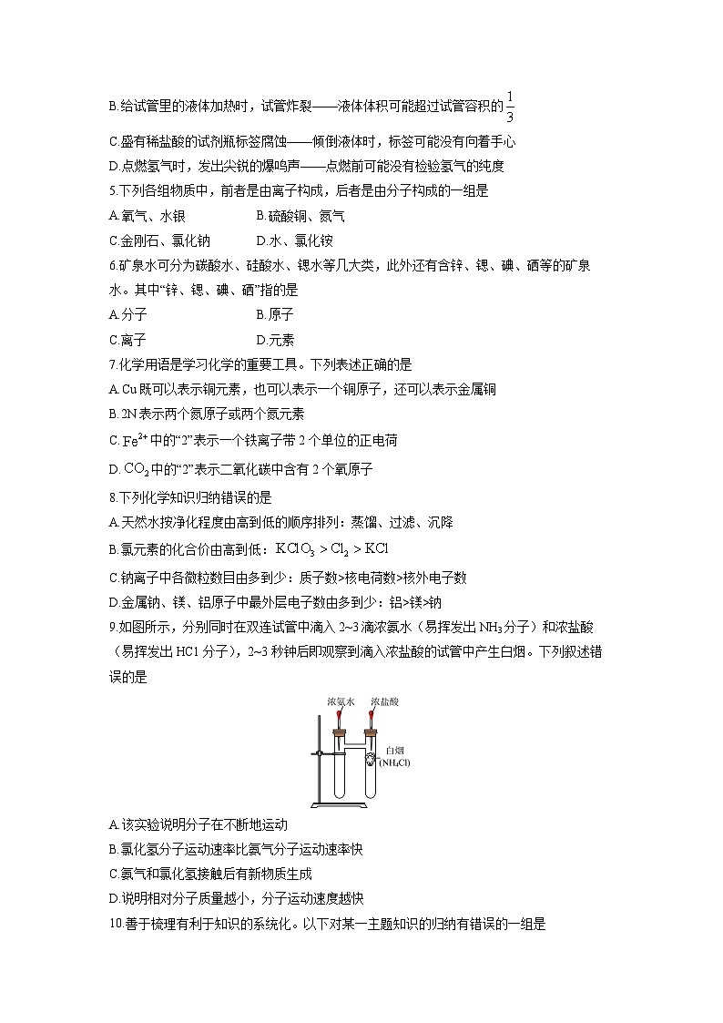 山东省烟台栖霞市2024-2025学年八年级（五四制）上学期期末化学试卷（学生版）第2页