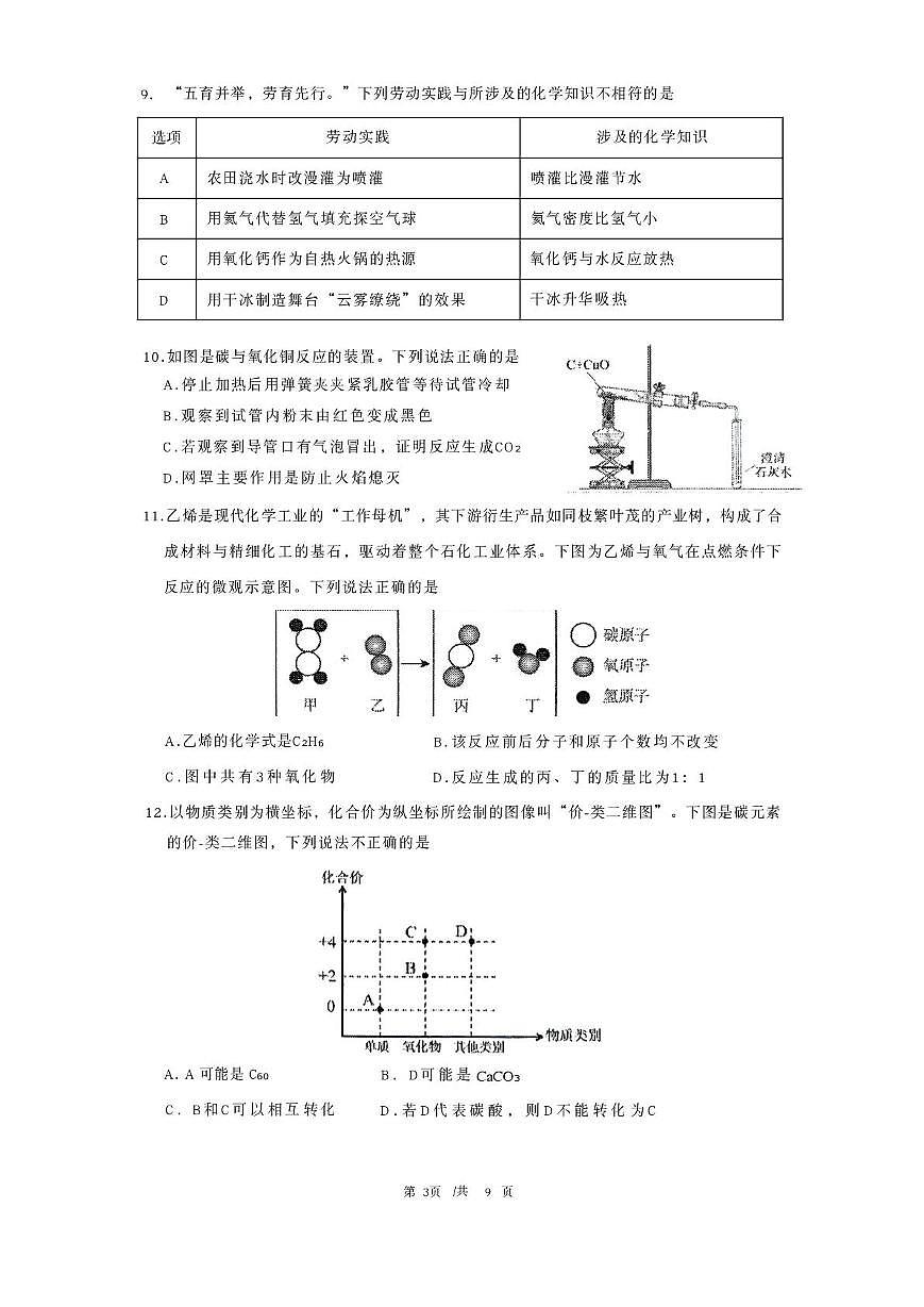 广州市执信中学2025-2026学年九年级上学期12月月考化学试题第3页