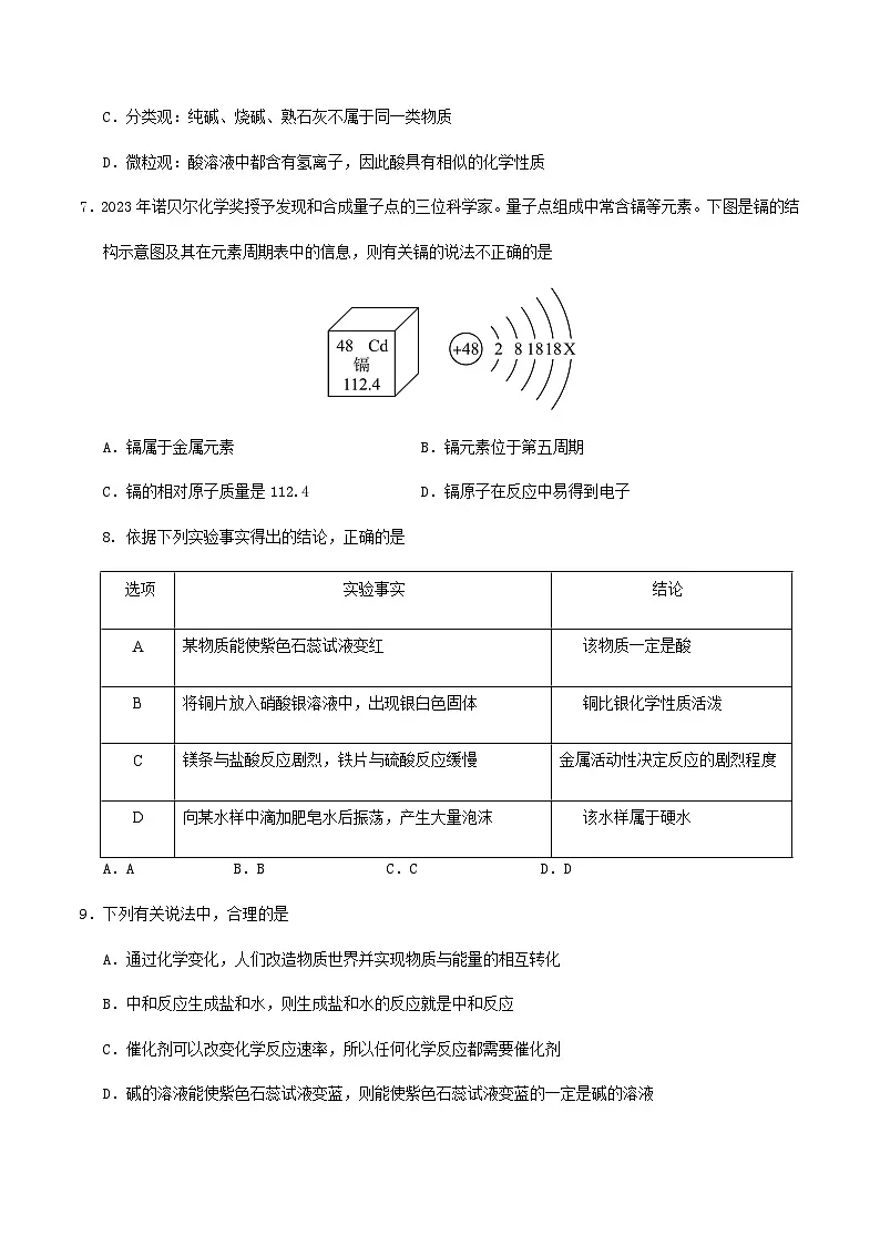 2024年中考化学（济南）第二次模拟考试（含答案）第3页