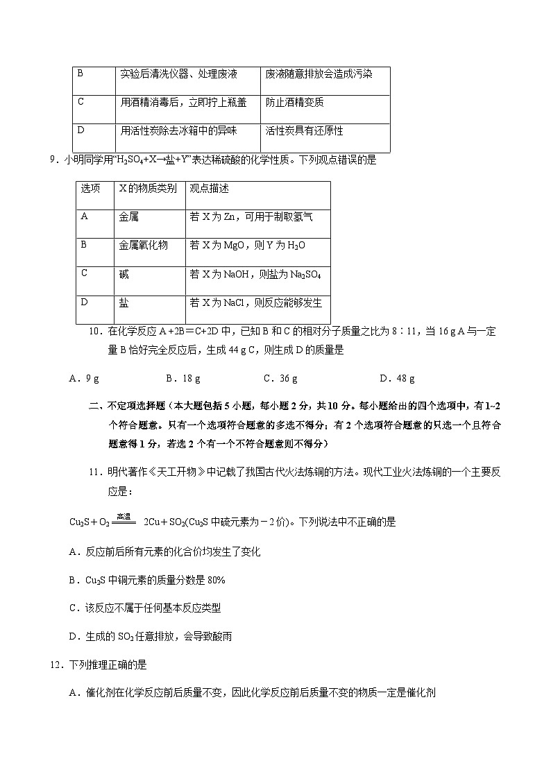2024年中考化学（天津）第二次模拟考试（含答案）第3页