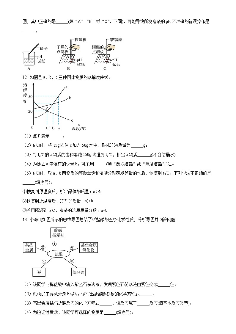 福建省龙岩初级中学九年级下学期第一次月考化学试题-A4第3页