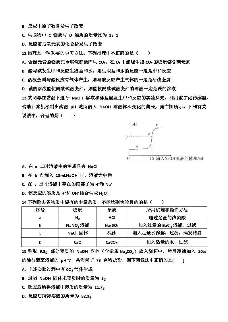 2025~2026学年济南天桥区泺口实验学校九年级上学期12月份化学考试试卷以及答案第3页