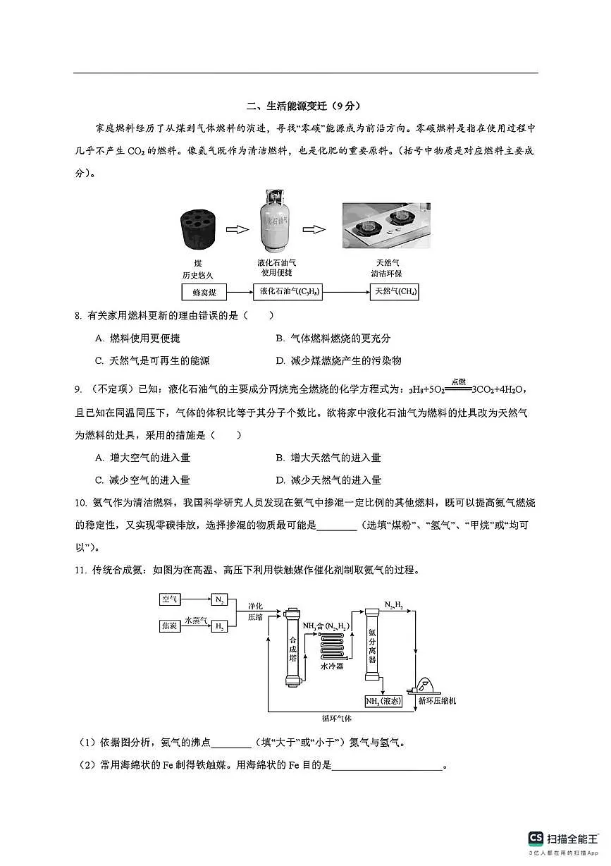 上海市延安初级中学2025-2026学年九年级上学期期末集训化学试卷第2页