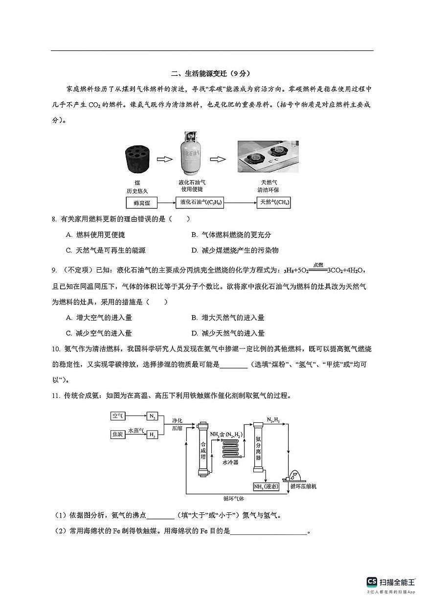 上海市延安初级中学2025-2026学年九年级上学期期末集训化学试卷第2页
