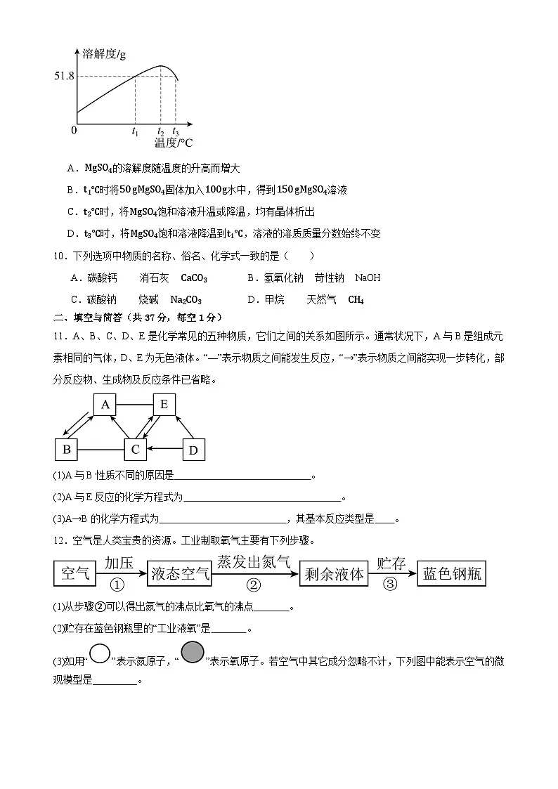 2025年甘肃省武威市凉州区凉州区长城中学、吴家井中学中考一模化学试题-A4第3页