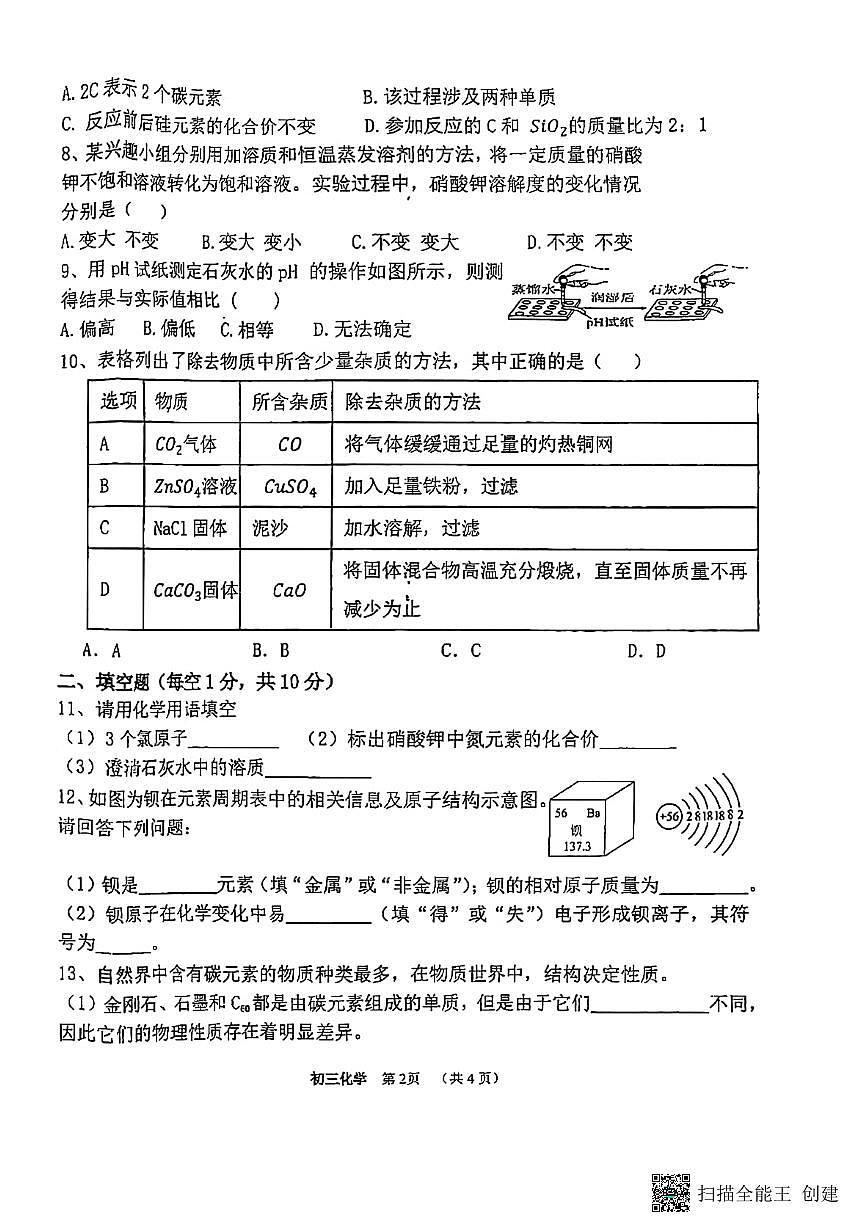 甘肃省临夏回族自治州康乐县流川中学2024--2025学年九年级下学期第一次月考化学试卷第2页