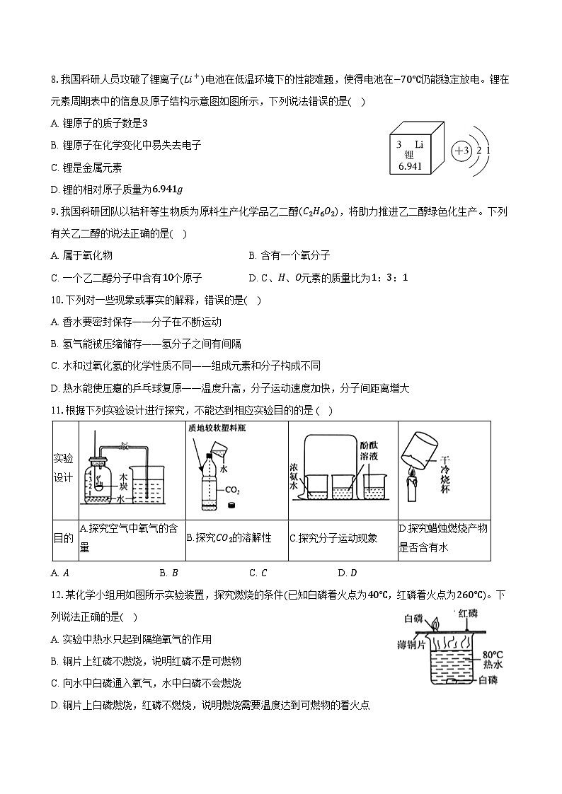 2025-2026学年重庆市江津实验中学、田家炳中学、李市中学、白沙中学等金砖六校九年级（上）期末化学模拟试卷（含答案）第2页