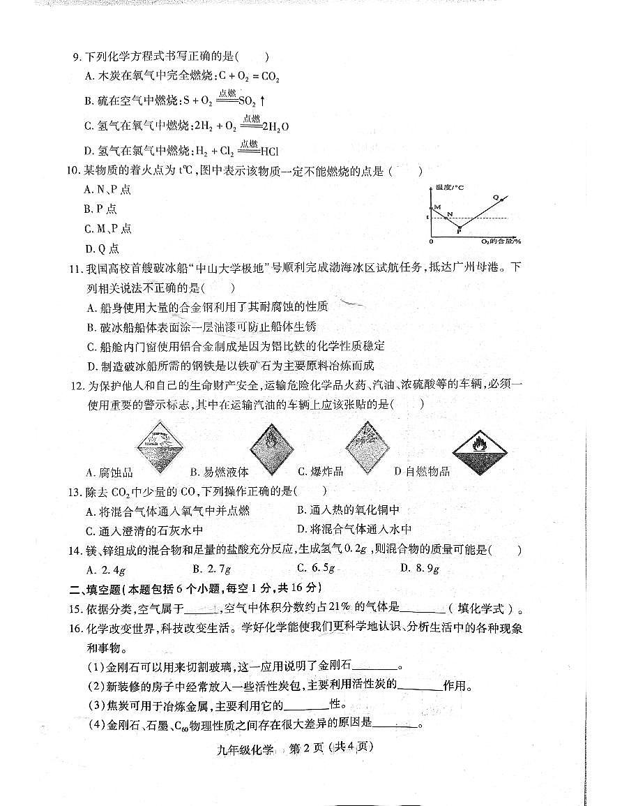 洛阳市汝阳县2025-2026学年九年级上学期期末化学试题及答案第2页