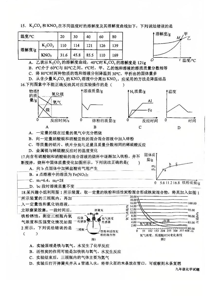 山东省日照市新营中学2025-2026学年九年级上学期1月月考化学试题第3页