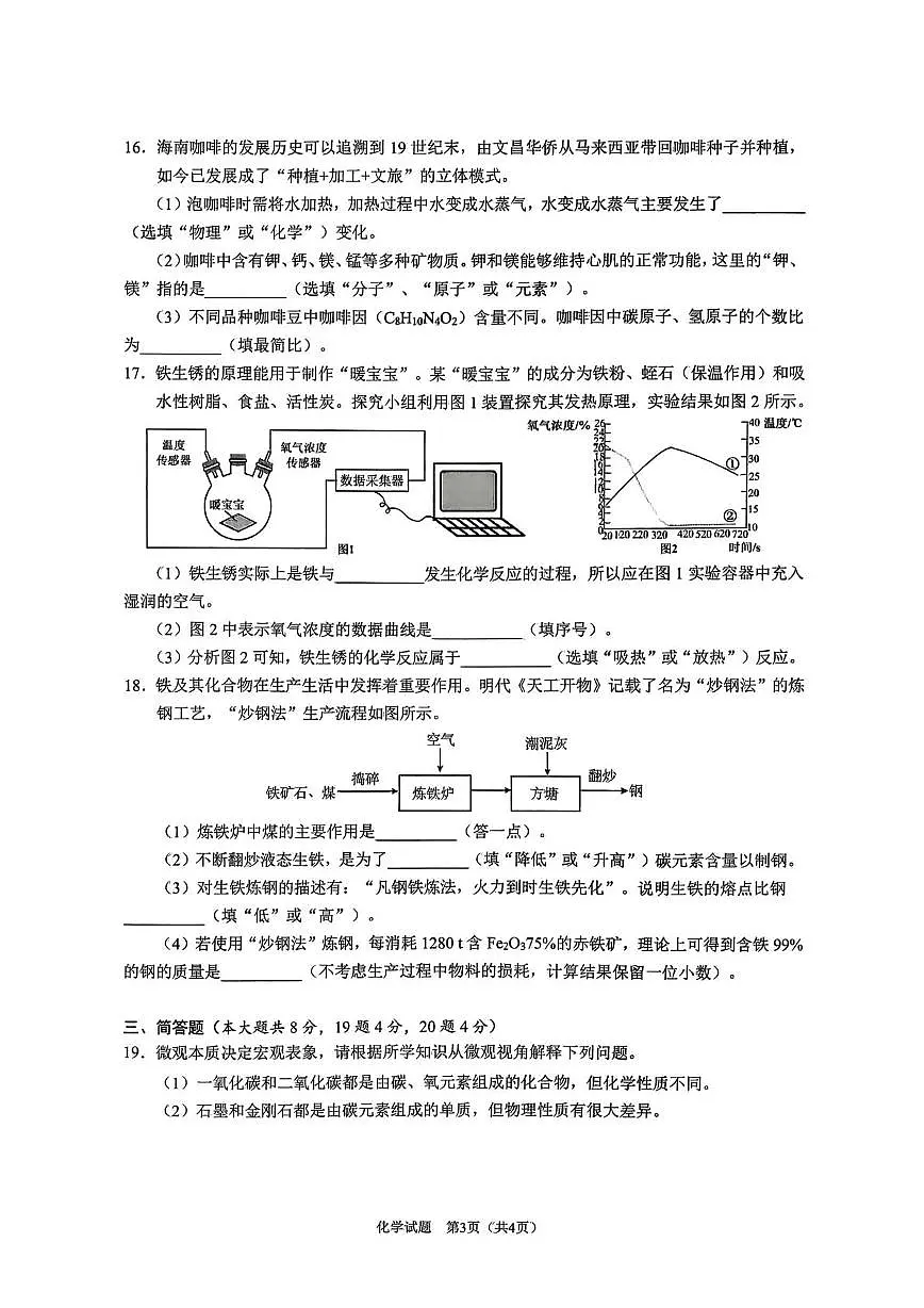 海南省海口市2025-2026学年九年级上学期期末考试化学试题第3页