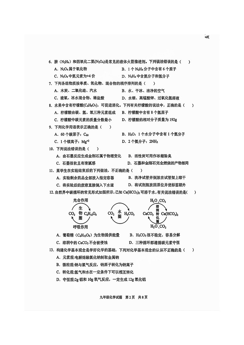 2024-2025学年广东省广州市番禺区九年级上学期期末化学试题（含答案）第2页