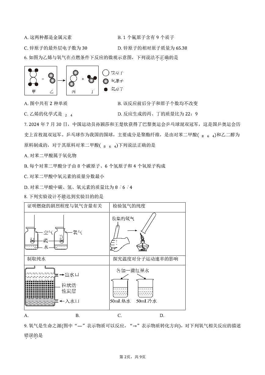 广东深圳市光明区实验学校（集团）2025-2026学年九年级上学期12月素养提升调研化学试卷（含答案）第2页